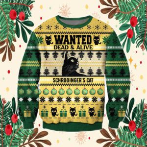 3D Printed Wanted Dead & Alive Schrodinger's Cat Ugly Christmas Sweater