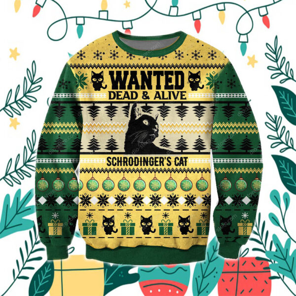 3D Printed Wanted Dead & Alive Schrodinger’s Cat Ugly Christmas Sweater