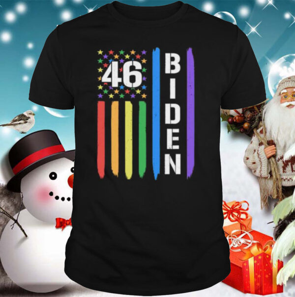 46 Biden American Flag LGBT Gay Pride Rainbow shirt