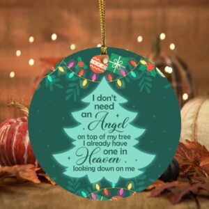 Angel Looking Down Missing Loved One In Heaven Christmas Ornament 2020 – Holiday Flat Circle Ornament