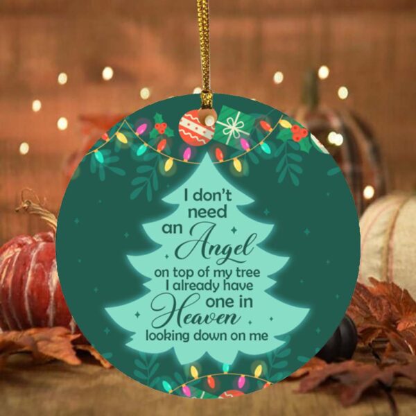 Angel Looking Down Missing Loved One In Heaven Christmas Ornament 2020 – Holiday Flat Circle Ornament