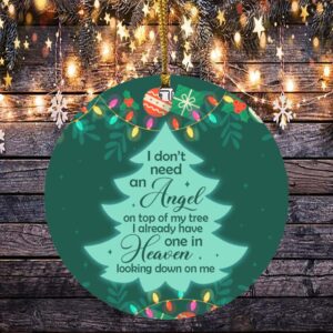 Angel Looking Down Missing Loved One In Heaven Christmas Ornament 2020 – Holiday Flat Circle Ornament