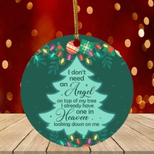 Angel Looking Down Missing Loved One In Heaven Christmas Ornament 2020 – Holiday Flat Circle Ornament