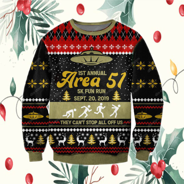 Area 51 3D Knitting Pattern Print Ugly Christmas Sweater