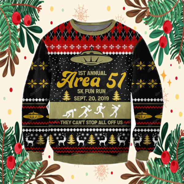 Area 51 3D Knitting Pattern Print Ugly Christmas Sweater