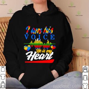 Autism Heart And Heartbeat Iam His Voice He Is My Heart shirt