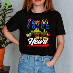 Autism Heart And Heartbeat Iam His Voice He Is My Heart shirt