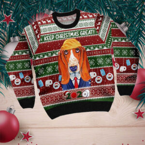 Basset Hound Keep Christmas Great 2020 Ugly Sweater For Pet Lovers On Christmas Day
