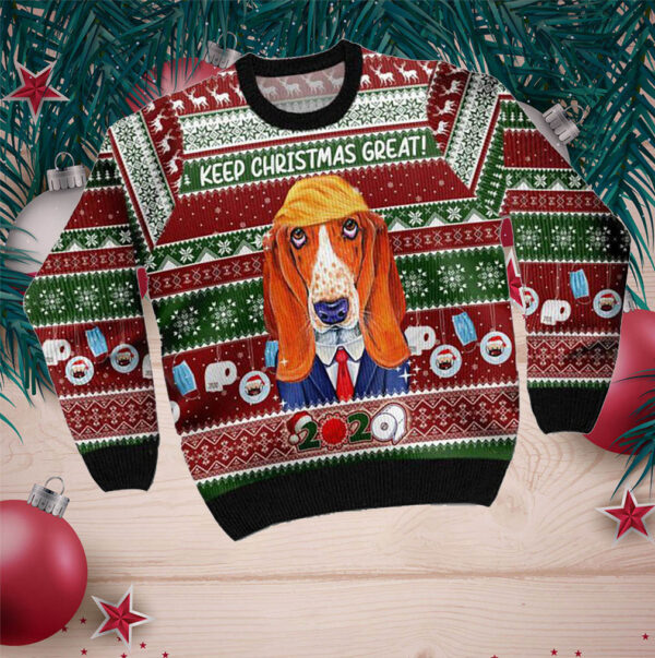 Basset Hound Keep Christmas Great 2020 Ugly Sweater For Pet Lovers On Christmas Day