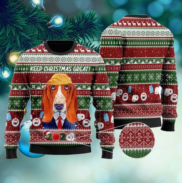 Basset Hound Keep Christmas Great 2020 Ugly Sweater For Pet Lovers On Christmas Day