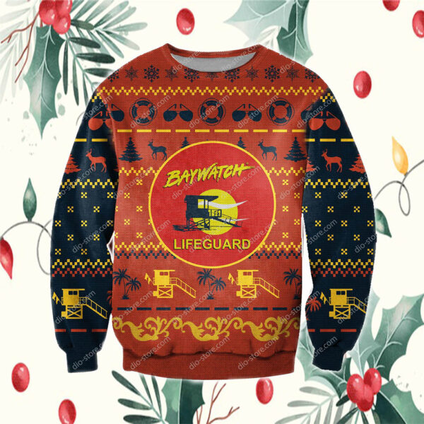 Baywatch 3D Print Knitting Pattern Ugly Christmas Sweater