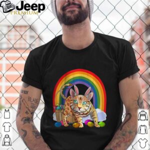 Bengal Cat Easter Eggs Bunny Rabbit Rainbow shirt