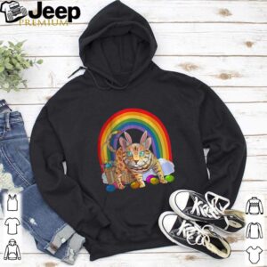 Bengal Cat Easter Eggs Bunny Rabbit Rainbow shirt