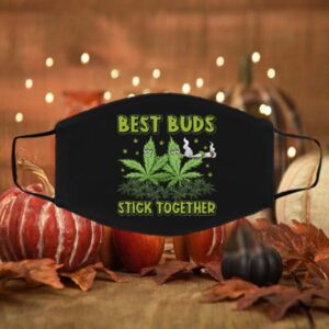 Best Buds Stick Together Trippy Pot Leaf Washable Reusable Custom – Printed Cloth Face Mask Cover