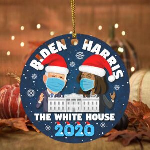 Biden Harris In The White House Joe Biden For President Anti Trump 2020 Flat Holiday Circle Ornament Keepsake