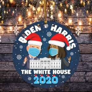 Biden Harris In The White House Joe Biden For President Anti Trump 2020 Flat Holiday Circle Ornament Keepsake