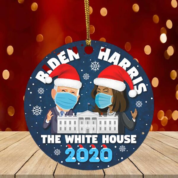 Biden Harris In The White House Joe Biden For President Anti Trump 2020 Flat Holiday Circle Ornament Keepsake