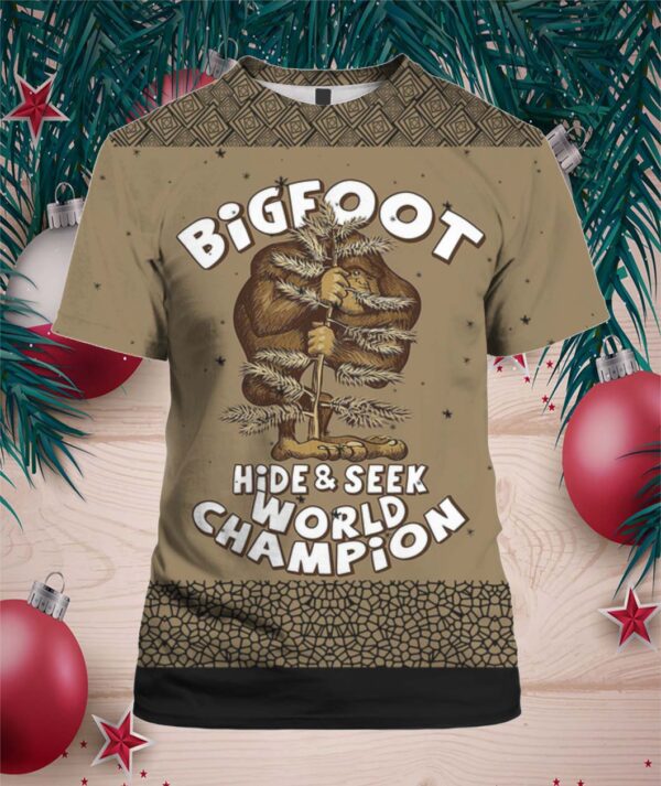 Bigfoot Hide And Seek Champion 3D Ugly Christmas Sweater Hoodie hoodie, sweater, longsleeve, shirt v-neck, t-shirt