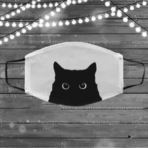 Black Cat Washable Reusable Custom – Printed Cloth Face Mask Cover