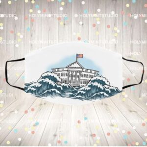 Blue Wave Over The White House Washable Reusable Custom Printed Cloth Face Mask Cover