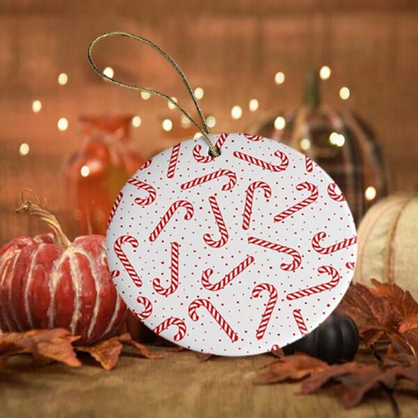 Candy Cane Christmas Circle Ornament