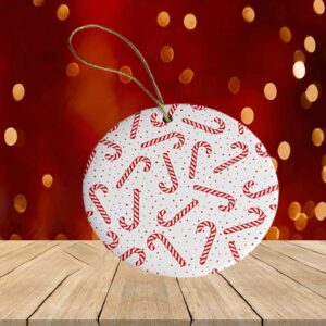 Candy Cane Christmas Circle Ornament