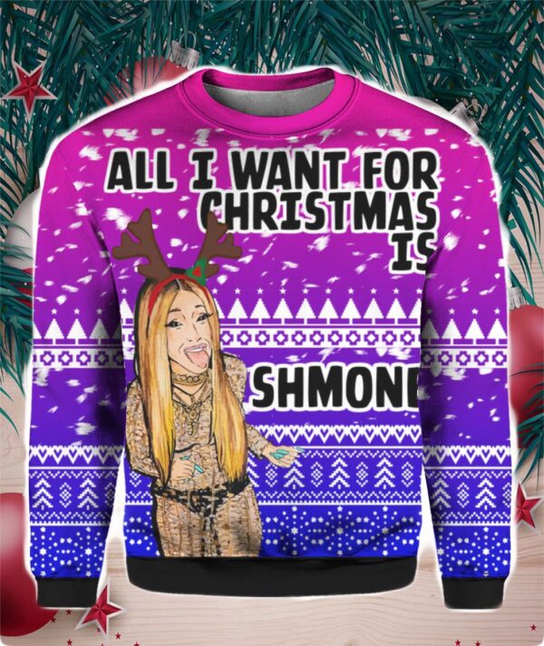 Cardi B All I Want for Christmas is Shmoney 3D Ugly Sweater Hoodie