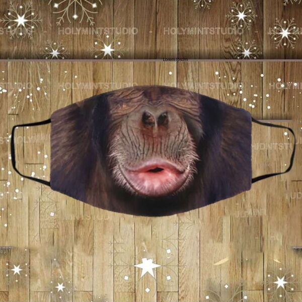 Chimp Mouth Happy Washable Reusable Custom Printed Cloth Face Mask Cover – Chimpanzee Face Mask