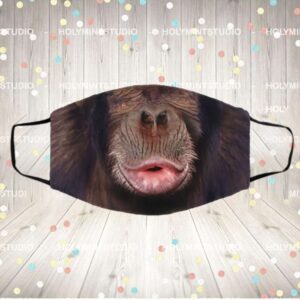 Chimp Mouth Happy Washable Reusable Custom Printed Cloth Face Mask Cover – Chimpanzee Face Mask