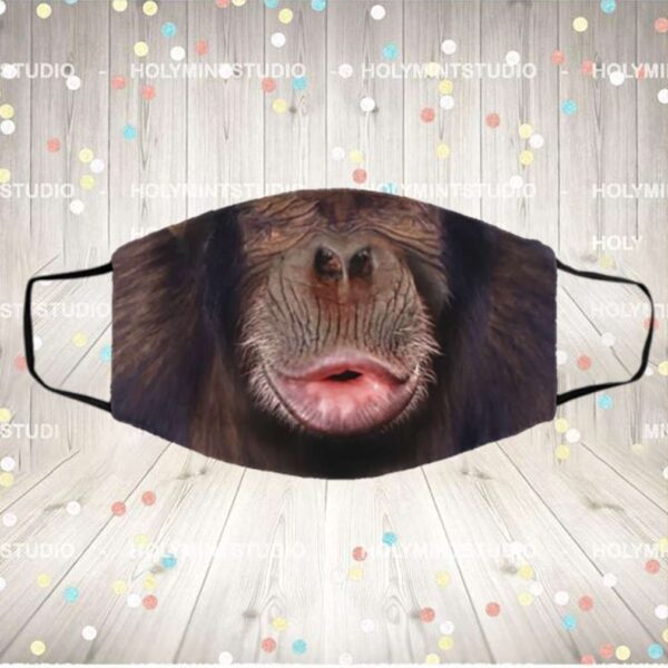 Chimp Mouth Happy Washable Reusable Custom Printed Cloth Face Mask Cover – Chimpanzee Face Mask