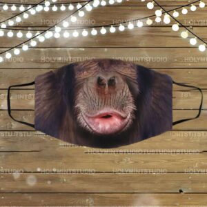 Chimp Mouth Happy Washable Reusable Custom Printed Cloth Face Mask Cover – Chimpanzee Face Mask