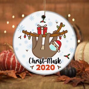 Christ-Mask 2020 Quarantine Sloth face Mask Xmas Christmas Ornament