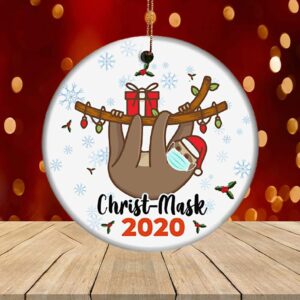 Christ-Mask 2020 Quarantine Sloth face Mask Xmas Christmas Ornament