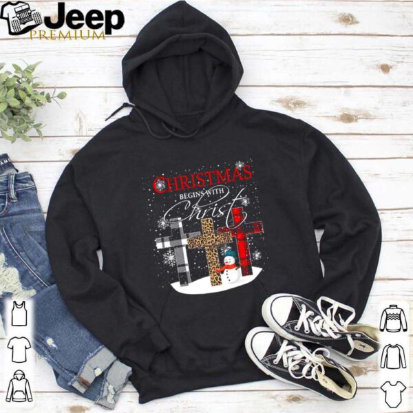 Christmas Begins With Christ Sowman Jesus Christmas Ugly shirt