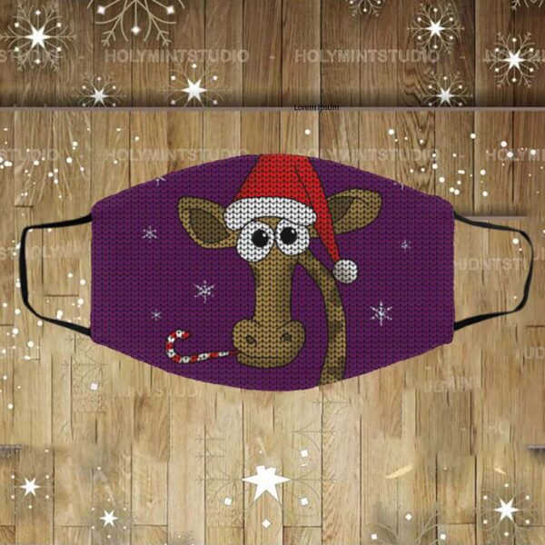 Christmas Giraffe Purple Face Mask