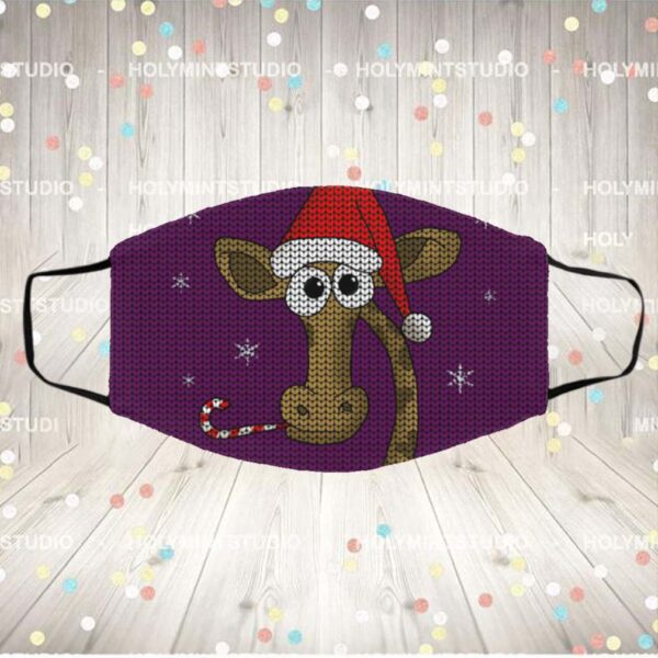 Christmas Giraffe Purple Face Mask