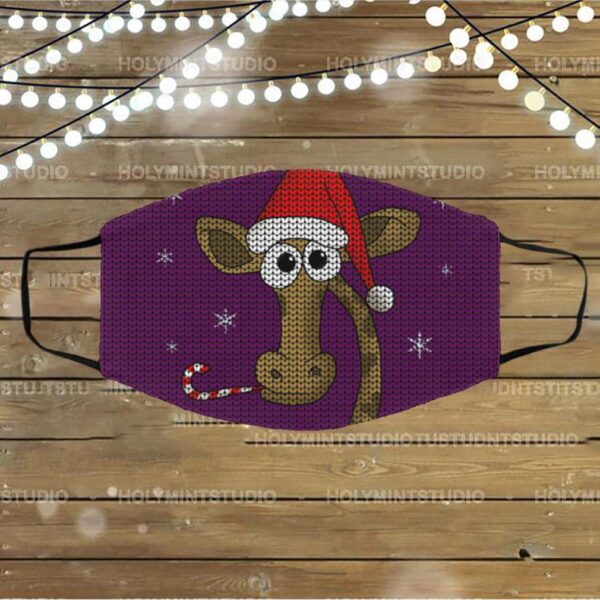 Christmas Giraffe Purple Face Mask
