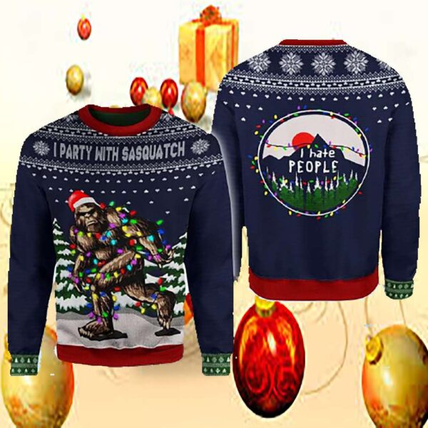 Christmas I Party With Sasquatch Camping Knitting Pattern 3D Fullprint Shirt