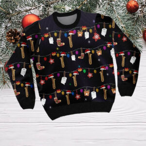 Christmas Saxophone Ugly Sweater For Saxophone Lovers On Christmas Days