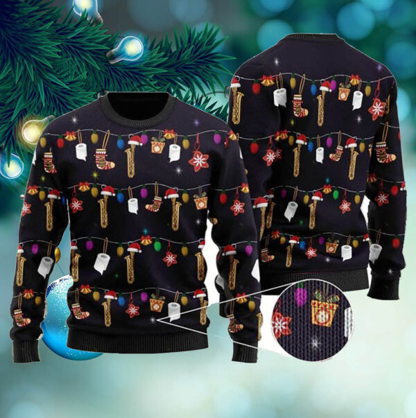 Christmas Saxophone Ugly Sweater For Saxophone Lovers On Christmas Days