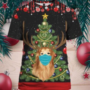 Christmas Time Golden Retriever With Face Mask 3D Shirt Sweater Hoodie