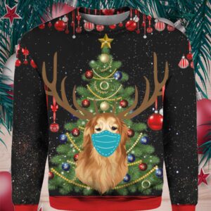Christmas Time Golden Retriever With Face Mask 3D Shirt Sweater Hoodie