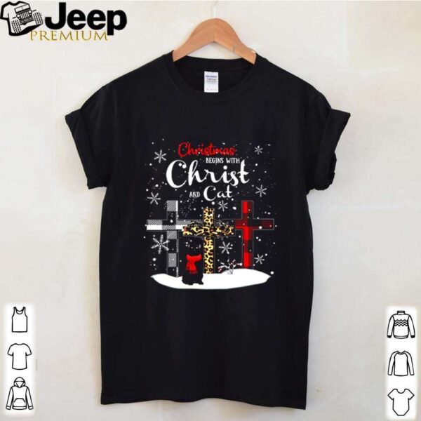 Christmas begins with Christ and cat shirt