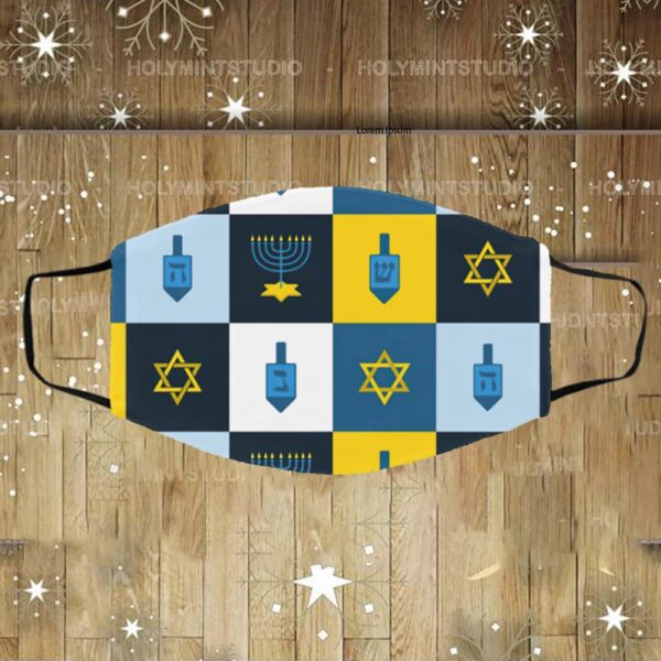 Colorblock Hebrew Hanukkah Face Mask
