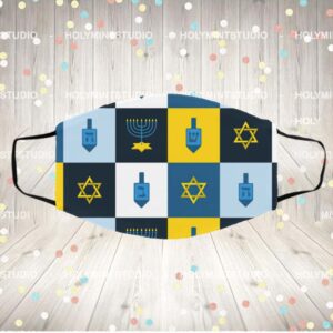 Colorblock Hebrew Hanukkah Face Mask