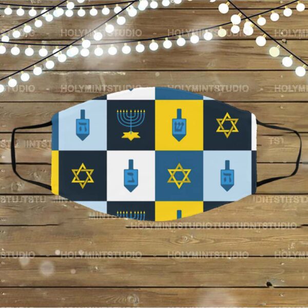 Colorblock Hebrew Hanukkah Face Mask