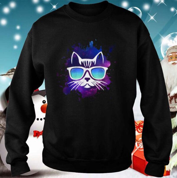 Cool Cat With Sunglasses Over Space hoodie, sweater, longsleeve, shirt v-neck, t-shirt