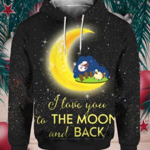 Cute Sheep I Love You To The Moon And Back 3D Ugly Sweater Hoodie