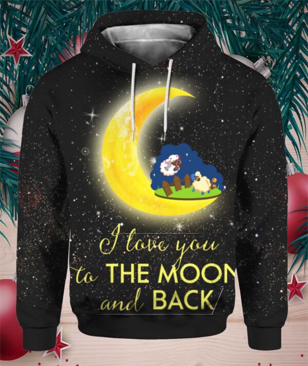 Cute Sheep I Love You To The Moon And Back 3D Ugly Sweater Hoodie hoodie, sweater, longsleeve, shirt v-neck, t-shirt