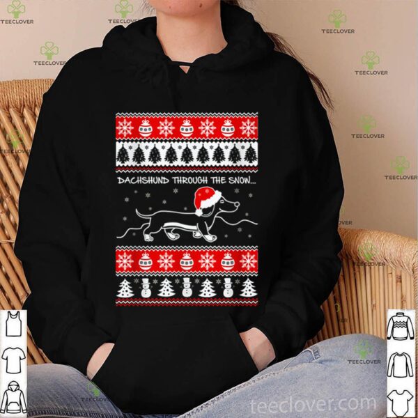 Dachshund through the snow Christmas hoodie, sweater, longsleeve, shirt v-neck, t-shirt